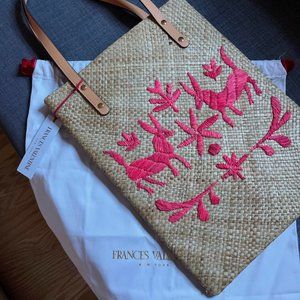 Frances Valentine Palm Leaf Embroidered Flat Tote